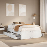 Bed Frame without Mattress with Drawers White 135x190 cm Double Solid Wood Pine 3308820