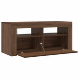 TV Cabinet with LED Lights Brown Oak 90x35x40 cm 822723