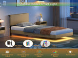 Modern Floating Bed with Recessed Detailing & Headboard, Fitted with LED Ambient Lighting, Robust W5510P513055