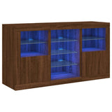 Sideboard with LED Lights Brown Oak 123x37x67 cm 3209085
