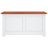Storage Chest with Lid Brown and White Solid Wood Acacia 364920