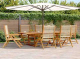 Garden Dining Set Beige PE Rattan Medium Expandable Table Leaves 3281735
