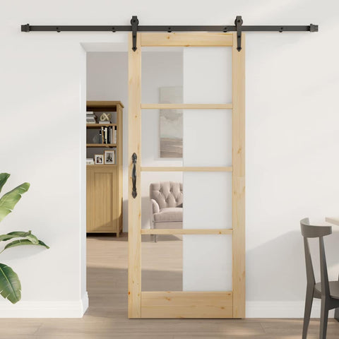 Sliding Door Manual ORKDAL Brown 83 x 202 cm Wood and metal 3332473