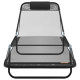 Folding Sun Lounger Folding Black 182 x 55 x 85.5 cm Textilene 42003153
