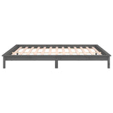 LED Bed Frame without Mattress Grey 140x190 cm Solid Wood 820653