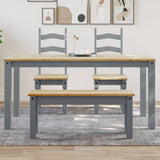 Dining Table PANAMA Grey 160x80x75 cm Solid Wood Pine 4005706