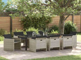 Garden Dining Set 9 pcs Light Grey Poly Rattan 3380612