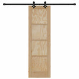 Sliding Door Natural and Black 61 x 198.5 cm Solid Pine Wood 3333520
