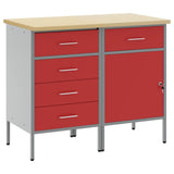 Work Cabinet with Drawer 2 pcs Red and Grey 100 x 55 x 85 cm 3321365