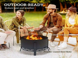 Portable Fire, 58 cm Round Firepit with Grill Grate, Fire Bowl with Ash Catcher and Poker, Fire T3398P377726