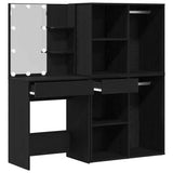 LED Dressing Table Set with Drawer Black Oak 140 x 40 x 140 cm 3333044