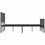 Metal Bed Frame without Mattress with Footboard Black 140x200cm 352499