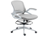 Drafting Chair with Flip-up Armrest, Mesh Office Stool with Foot Ring, 360 Degree Swivel Height T3398P344417