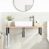 Basin Shelf Wall Mounted Steel and Solid Wood Oak 3302613