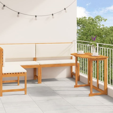 ZNTS Corner Sofa Set Set of 3 Brown Solid Acacia wood Foldable 3329107