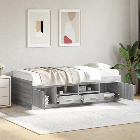 ZNTS Daybed with Drawers without Mattress Grey Sonoma 100x200 cm 3280242