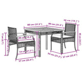 3 Piece Garden Dining Set with Cushions Grey Poly Rattan 3213569