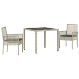 Garden Dining Set 3 pcs Light grey Poly rattan 3334895