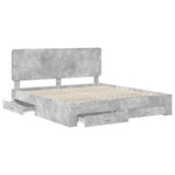 Bed Frame Concrete Grey 200 x 200 cm Engineered Wood 3412745