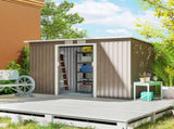 4 x 9ft Metal Shed, with Foundation Shed - Brown T3398P377665