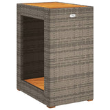 Garden Side Table with Wooden Top Grey 60x40x75 cm Poly Rattan 366304