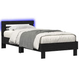 Bed Frame with LED Black Oak 80 x 200 cm Engineered Wood 8008999