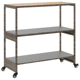 Bar Cart 3-Tier Grey Poly Rattan and Solid Wood Acacia 368724