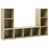 TV Cabinets 3 pcs Sonoma Oak 107x35x37 cm Engineered Wood 3079964