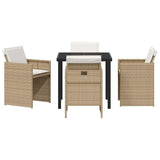 Garden Dining Set with Cushion 5 pcs Beige Poly Rattan 3379956