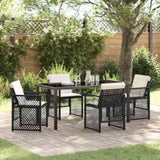 Garden Dining Set 5 pcs Black Poly Rattan 3380619