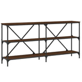 Console Table Brown Oak 160x30x75 cm Engineered Wood and Iron 832852