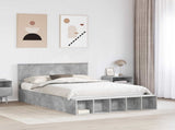 Bed Frame with Shelf Concrete Grey 140 x 190 cm Engineered Wood 3408364