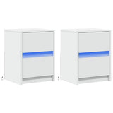 Bedside Cabinets with LED Lights 2 pcs White Engineered Wood 852034