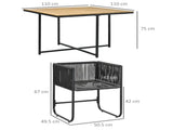 4 Seater Rattan Cube Garden Furniture Set, Rattan Dining Set with Cushions, Outdoor Dining Table and T3398P317831