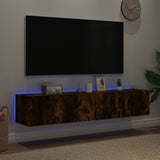 TV Wall Cabinets with LED Lights 2 pcs Smoked Oak 80x35x31 cm 837290