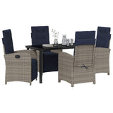 Garden Dining Set with Cushion 5 pcs Grey Poly Rattan 3380360