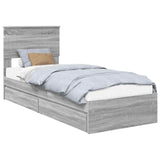 Storage Bed with Drawer Grey Sonoma 75 x 190 cm Engineered Wood 3410852