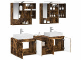 Bathroom Cabinet Set 5 pcs Smoked Oak Engineered Wood 3406403
