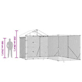 Outdoor Dog Kennel with Roof Silver 4x4x2.5 m Galvanised Steel 3190470