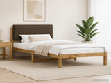 Bed Frame with Upholstered Headboard Whitewash and Taupe 903937