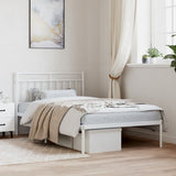 Metal Bed Frame without Mattress with Headboard White 107x203cm 373736