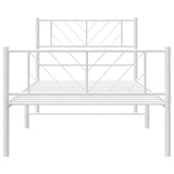 Metal Bed Frame without Mattress with Footboard White 100x190cm 372240