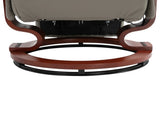 360&deg Swivel Recliner Chair with Footstool, Manual Recliner Armchair with Wooden Base, Faux T3398P328115