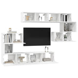 8 Piece TV Cabinet Set White Engineered Wood 3078723