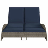 Sun Lounger with Cushions Grey 114x205x73 cm Poly Rattan 368293