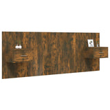 Bed Headboard with Cabinets Smoked Oak Engineered Wood 3115681