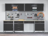Work Cabinet 10 pcs Black and Grey Engineered Wood and Steel 3321478