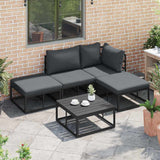Garden Sofa Set with Cushion 4 pcs Black Aluminium 3378854