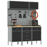 Work Cabinet Set with Drawer with Storage Manual 8 pcs Black 3321444