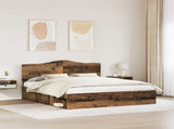 Bed Frame with Headboard Old Wood 200 x 200 cm Solid Pine Wood 3413270